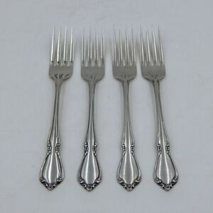 Oneida CHATEAU Stainless Dinner Forks Oneidacraft Deluxe Glossy Flatware Lot 4